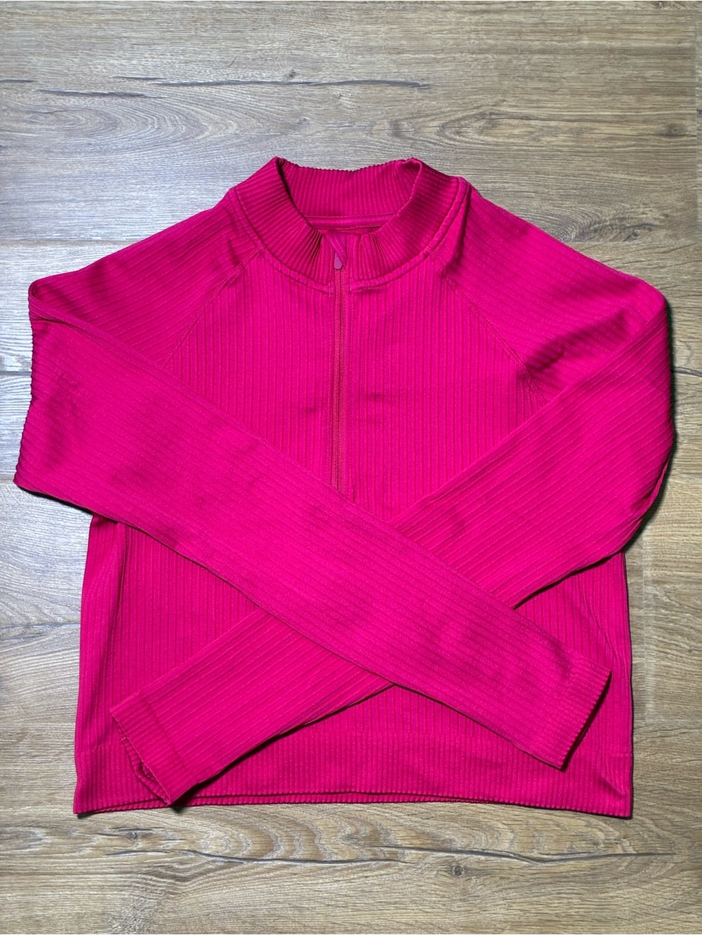 Lululemon Rest Less Pink Cropped Ribbed Half-Zip Top Size 6